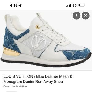 Louis Vuitton Run Away Sneakers Womens 35 $1160 White Monogram